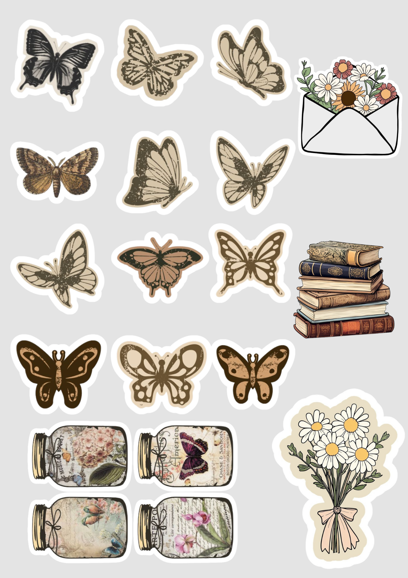 "Butterflies aesthetic" Vinyl Sticker for Laptop, Journal Mobile Phone, bottle, guitar, books - Waterproof.