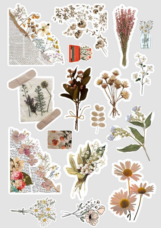 flowers pack of 12 vinyl waterproof stickers for mobile, laptop, notebooks, tablet