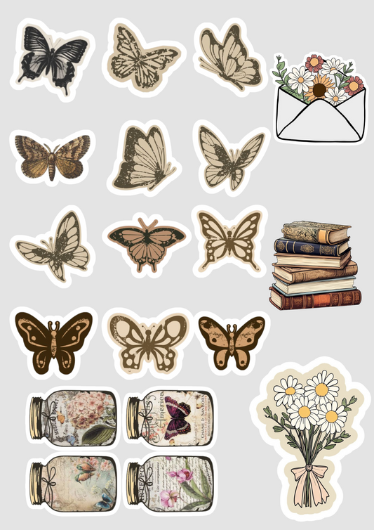 "Butterflies aesthetic" Vinyl Sticker for Laptop, Journal Mobile Phone, bottle, guitar, books - Waterproof.