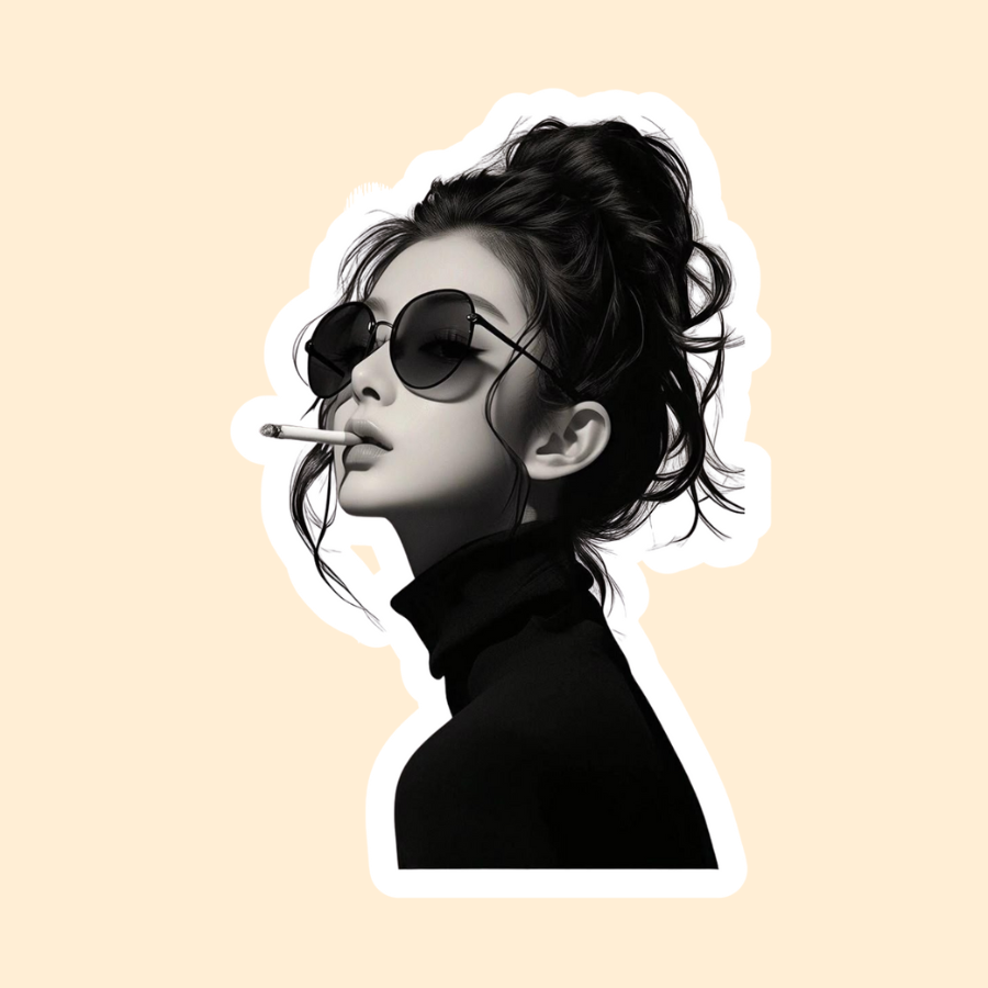 Pack of 3 Cool girl in goggles Vinyl Stickers for Laptop, Journal Mobile Phone - Waterproof