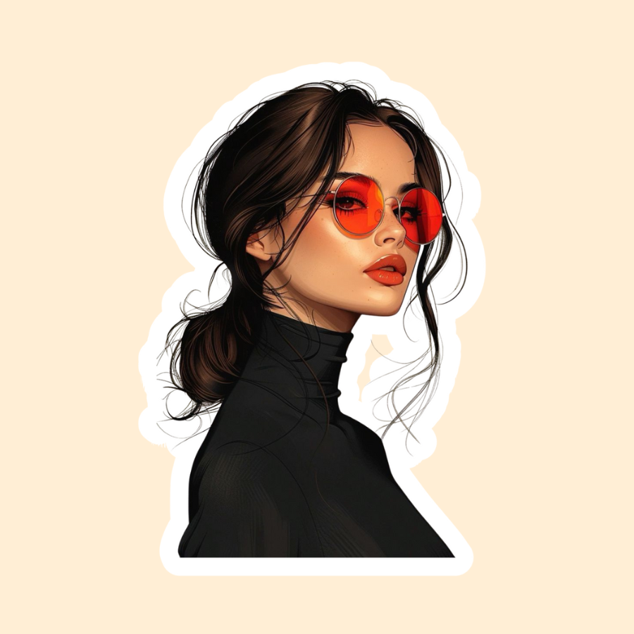 Pack of 3 Cool girl in goggles Vinyl Stickers for Laptop, Journal Mobile Phone - Waterproof