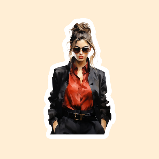 Pack of 3 Cool girl in goggles Vinyl Stickers for Laptop, Journal Mobile Phone - Waterproof