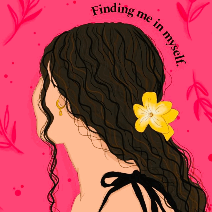 Girl sticker with background- Finding me in myself