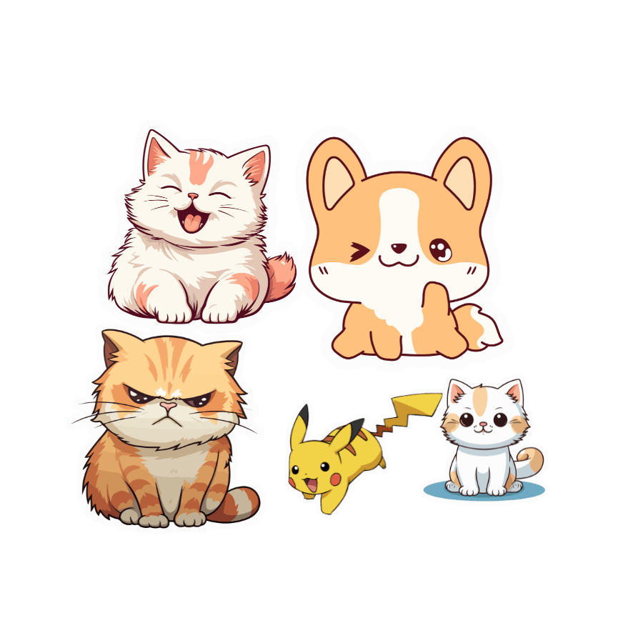 5 cute stickers 3X3 in