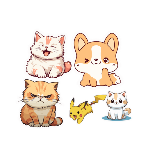 5 cute stickers 3X3 in