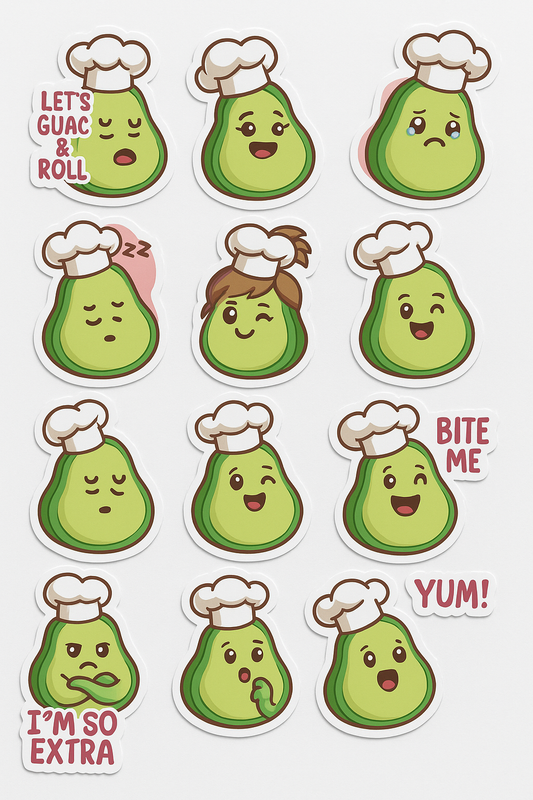 Avocado cute stickers