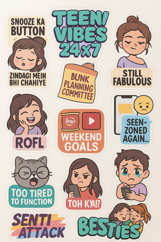 Cute stickers pack chibi style