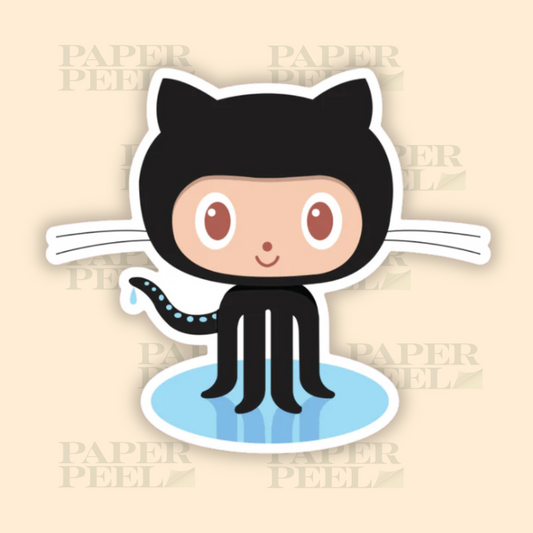 GitHub logo sticker, Vinyl Stickers for Laptop, Journal, Guitar, Mobile Phone - Waterproof