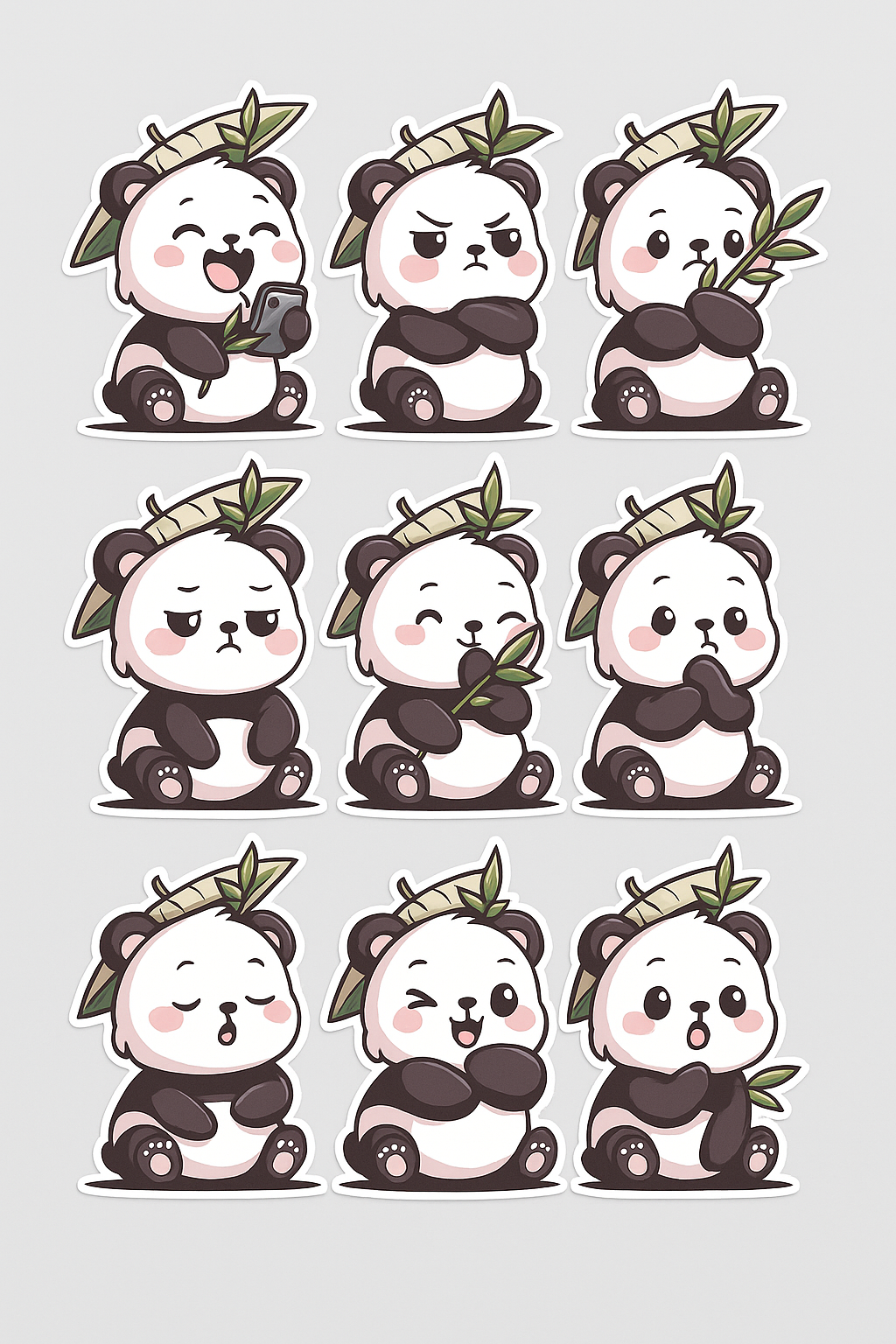 Panda sticker pack,waterproof, mobile, laptop