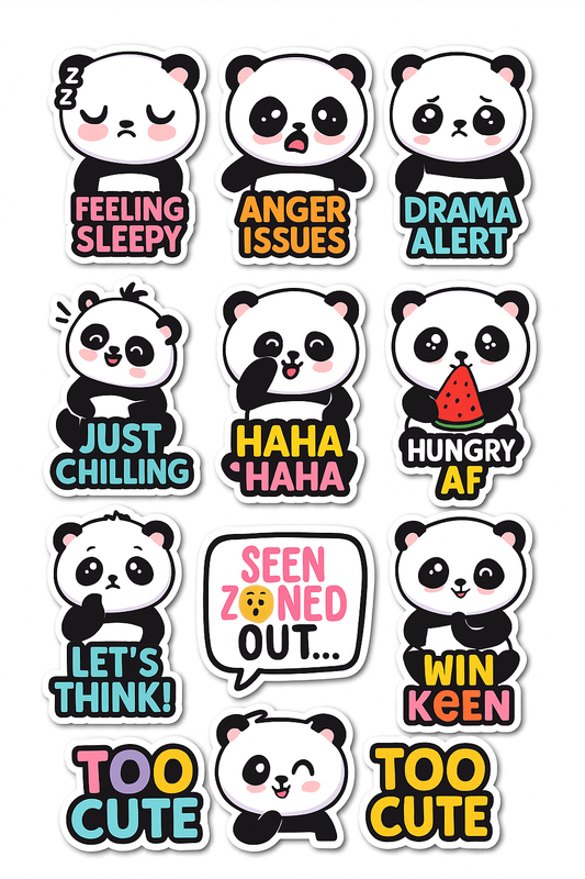 Cute panda stickers ,waterproof A4 sheet